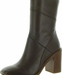 New ✨ Franco Sarto Stormy 👩 Womens Leather Block Heel Mid-Calf 🥾 Boots 🤩