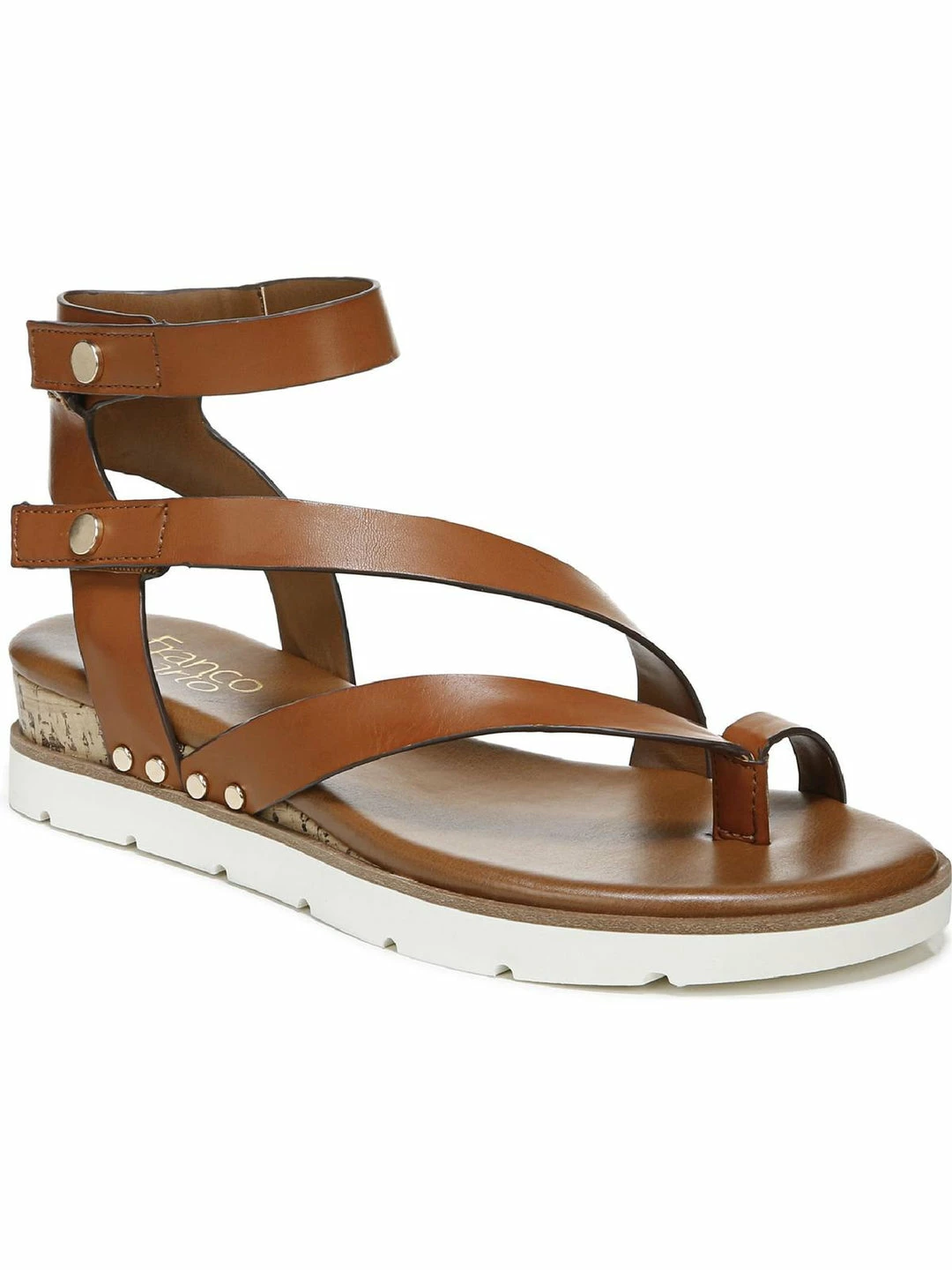Best deal 👏 Franco Sarto Daven 👩 Womens Faux Leather Ankle Strap Wedge 🩴 Sandals 😍