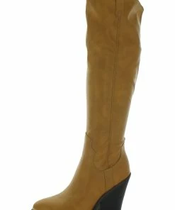 Budget 😀 Franco Sarto Glenice 2 👩 Womens Faux Leather Stacked Heel Knee-High 🥾 Boots 🔔