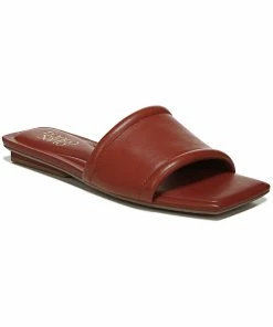 Budget ⌛ Franco Sarto Caven 👩 Womens Leather Square Toe Slide 🩴 Sandals 🎉