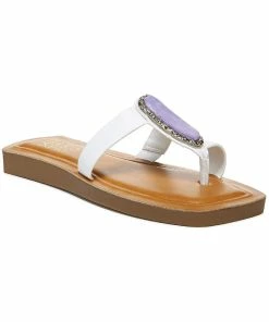Deals 💯 Franco Sarto Capri 👩 Womens Leather Embellished Thong 🩴 Sandals ✔️