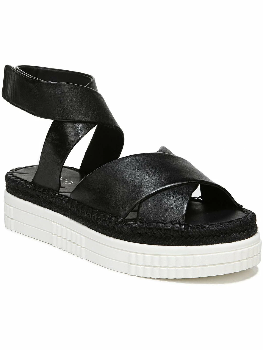 Best Sale 😀 Franco Sarto Brock 👩 Womens Leather Slingback Flatform 🩴 Sandals 👏 - Image 7