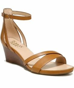 Best Pirce ✨ Franco Sarto Davina2 👩 Womens Faux Leather Ankle Strap Wedge 🩴 Sandals ⭐