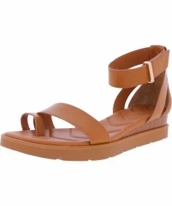 Budget 🔥 Franco Sarto Davenport 👩 Womens Faux Leather Ankle Strap Wedge 🩴 Sandals 🌟